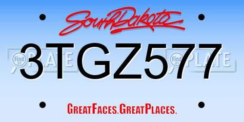 3TGZ577 South Dakota License Plate