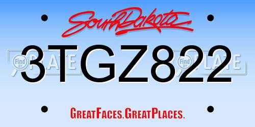 3TGZ822 South Dakota License Plate