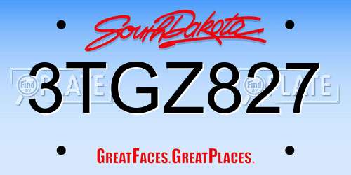 3TGZ827 South Dakota License Plate