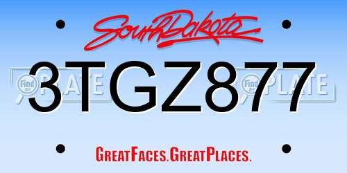 3TGZ877 South Dakota License Plate