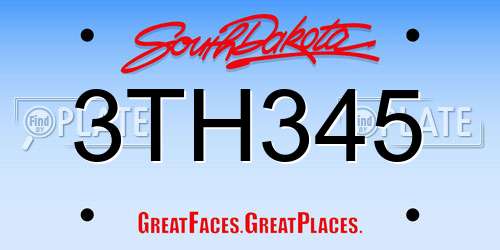 3TH345 South Dakota License Plate