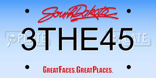 3THE45 South Dakota License Plate