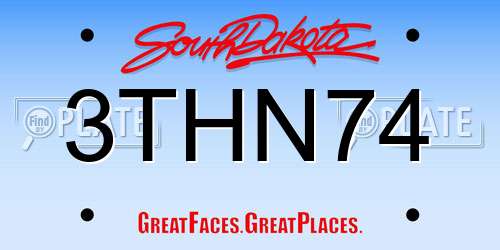 3THN74 South Dakota License Plate