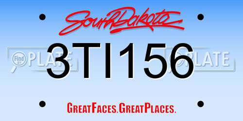 3TI156 South Dakota License Plate