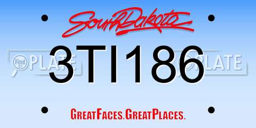 3TI186 South Dakota License Plate