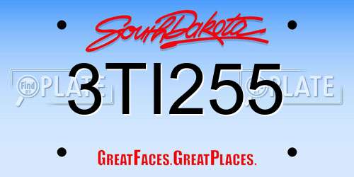 3TI255 South Dakota License Plate