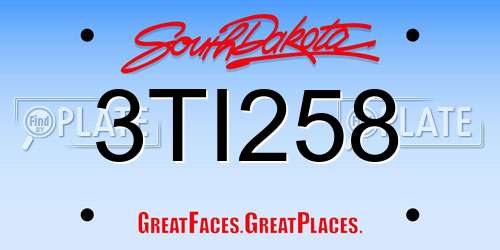 3TI258 South Dakota License Plate