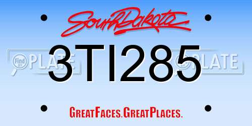 3TI285 South Dakota License Plate