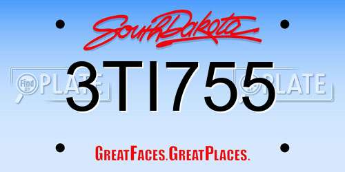 3TI755 South Dakota License Plate