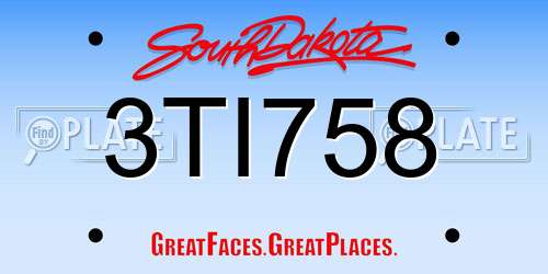 3TI758 South Dakota License Plate