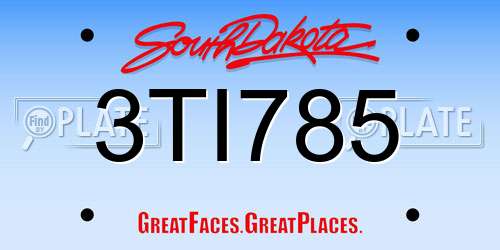 3TI785 South Dakota License Plate