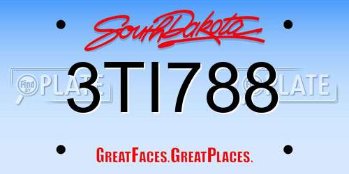 3TI788 South Dakota License Plate