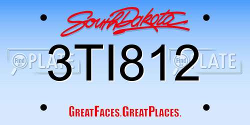 3TI812 South Dakota License Plate