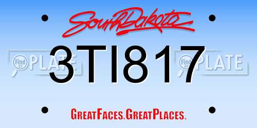 3TI817 South Dakota License Plate