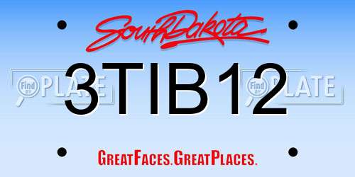 3TIB12 South Dakota License Plate