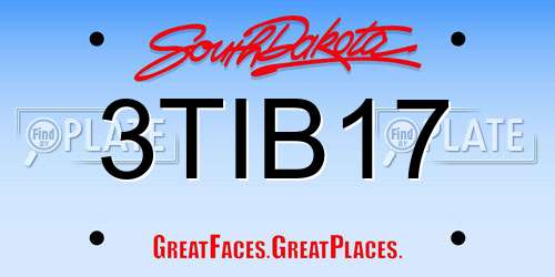 3TIB17 South Dakota License Plate