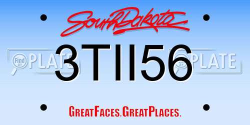 3TII56 South Dakota License Plate