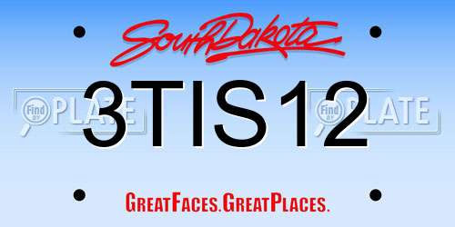 3TIS12 South Dakota License Plate