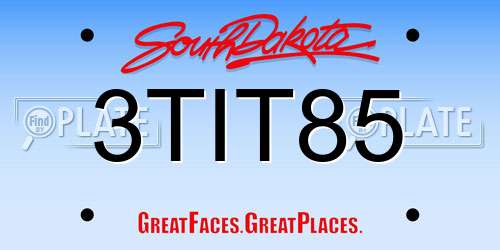 3TIT85 South Dakota License Plate