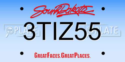 3TIZ55 South Dakota License Plate