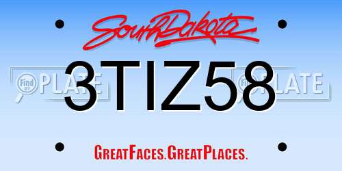 3TIZ58 South Dakota License Plate