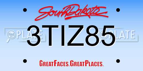 3TIZ85 South Dakota License Plate