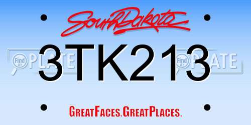 3TK213 South Dakota License Plate