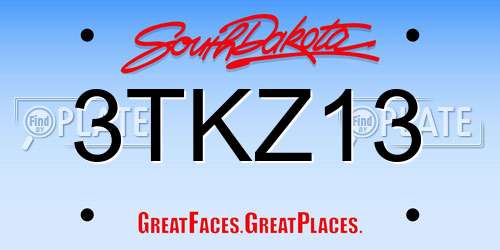 3TKZ13 South Dakota License Plate