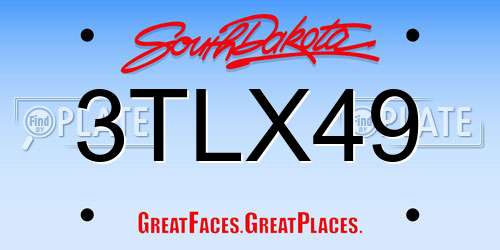 3TLX49 South Dakota License Plate