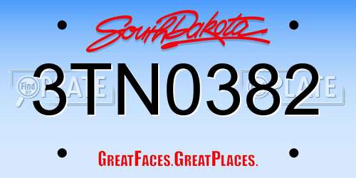 3TN0382 South Dakota License Plate