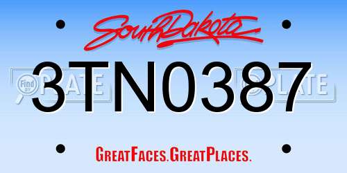 3TN0387 South Dakota License Plate