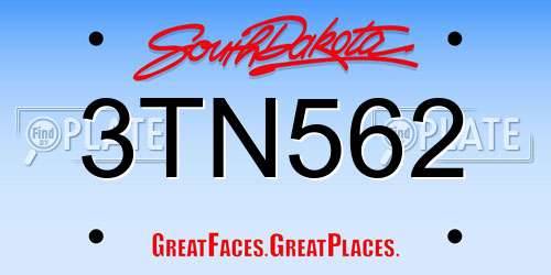 3TN562 South Dakota License Plate