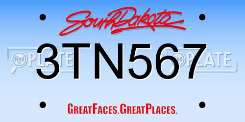 3TN567 South Dakota License Plate