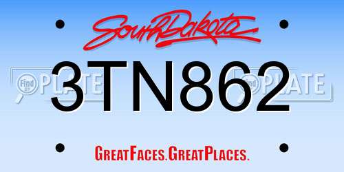 3TN862 South Dakota License Plate