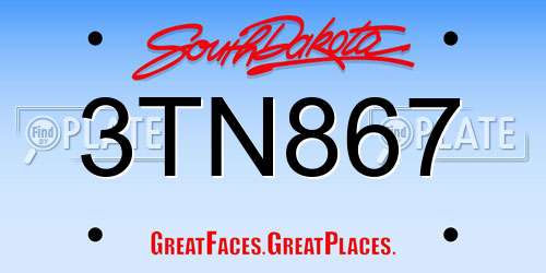 3TN867 South Dakota License Plate