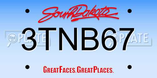 3TNB67 South Dakota License Plate