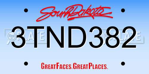 3TND382 South Dakota License Plate