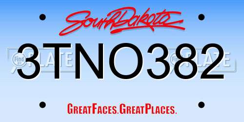 3TNO382 South Dakota License Plate