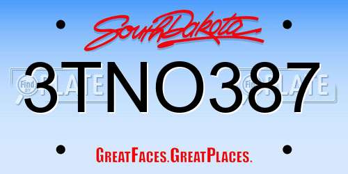 3TNO387 South Dakota License Plate