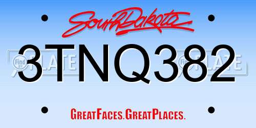 3TNQ382 South Dakota License Plate