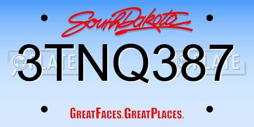 3TNQ387 South Dakota License Plate