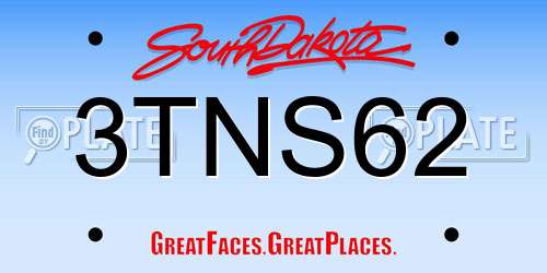 3TNS62 South Dakota License Plate