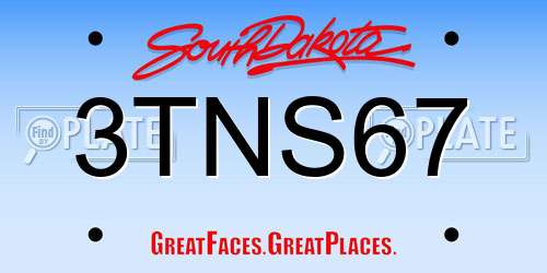 3TNS67 South Dakota License Plate