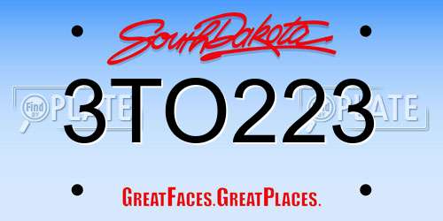 3TO223 South Dakota License Plate