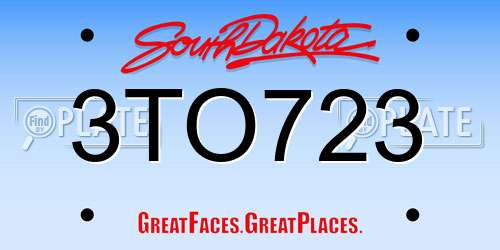3TO723 South Dakota License Plate