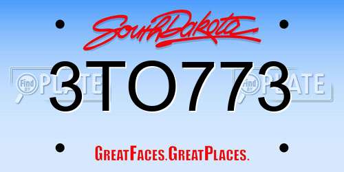 3TO773 South Dakota License Plate