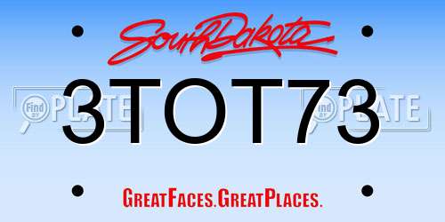 3TOT73 South Dakota License Plate