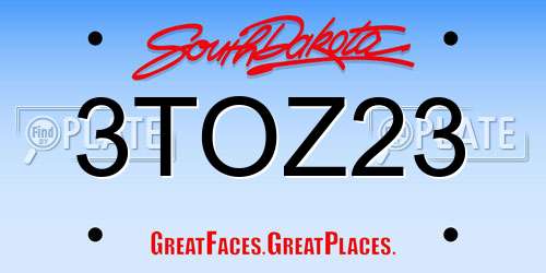 3TOZ23 South Dakota License Plate