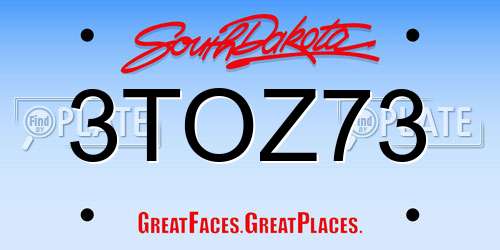 3TOZ73 South Dakota License Plate