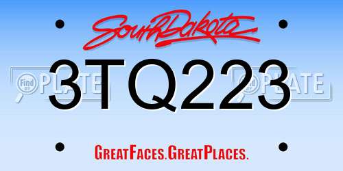 3TQ223 South Dakota License Plate